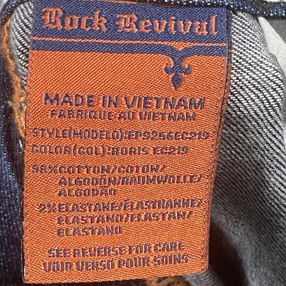 Rock Revival Easy Crop Jeans Women's Size 26 30x26 Boris Embroidered Distressed - Picture 9 of 11